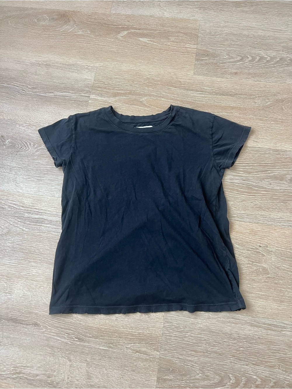 Current/Elliott Faded Grey/Black Crewneck Short-Sleeve Tee